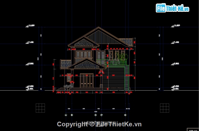 Biệt thự,biệt thự hiện đại,Bản vẽ autocad,biệt thự mái thái